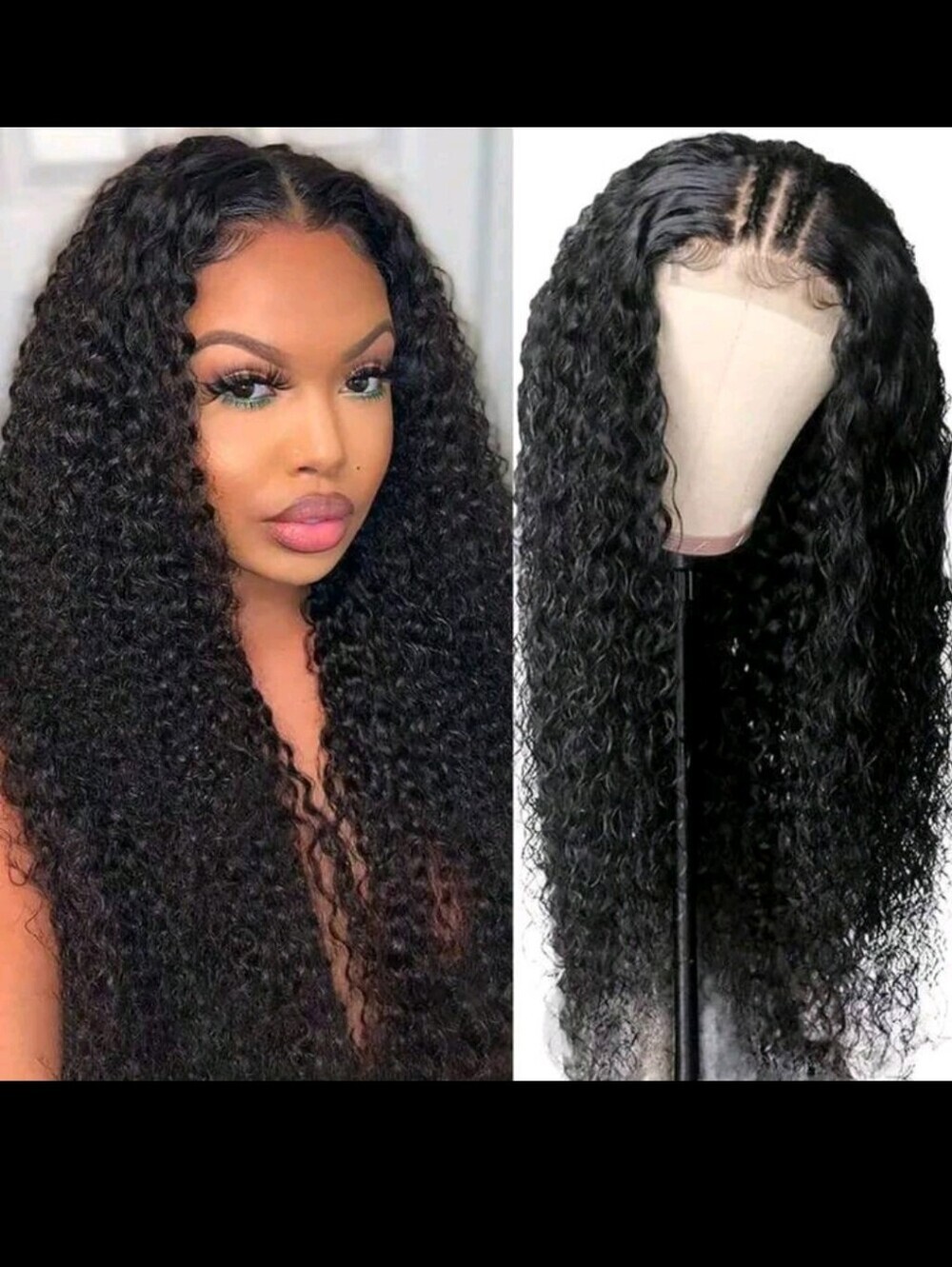 Black Curly Lace Front Wig – Natural Deep Wave Hair 22 INCHES